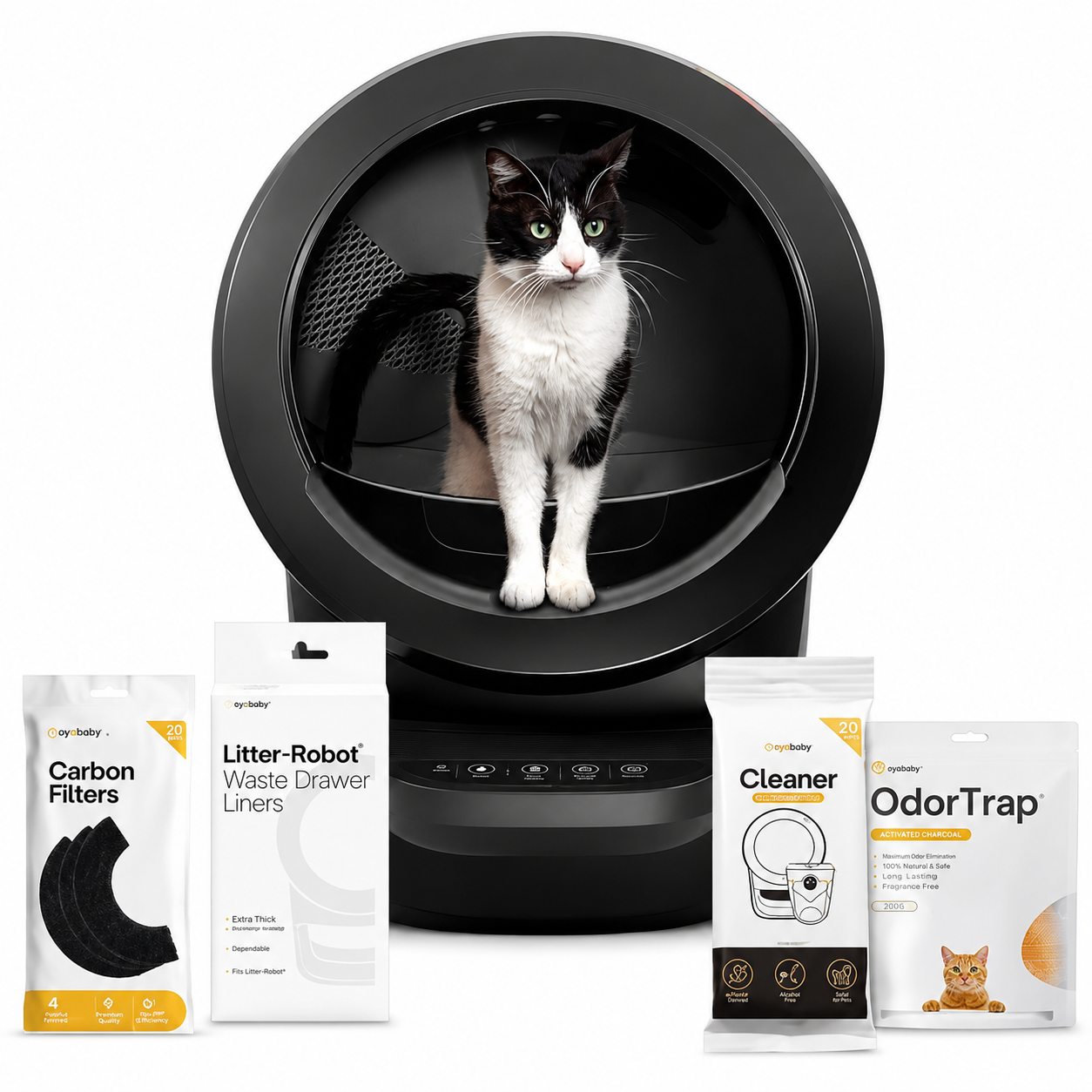 Automatic Cat Litter Box with APP Control, Odor-Free Waste Disposal Includes Trash Bags